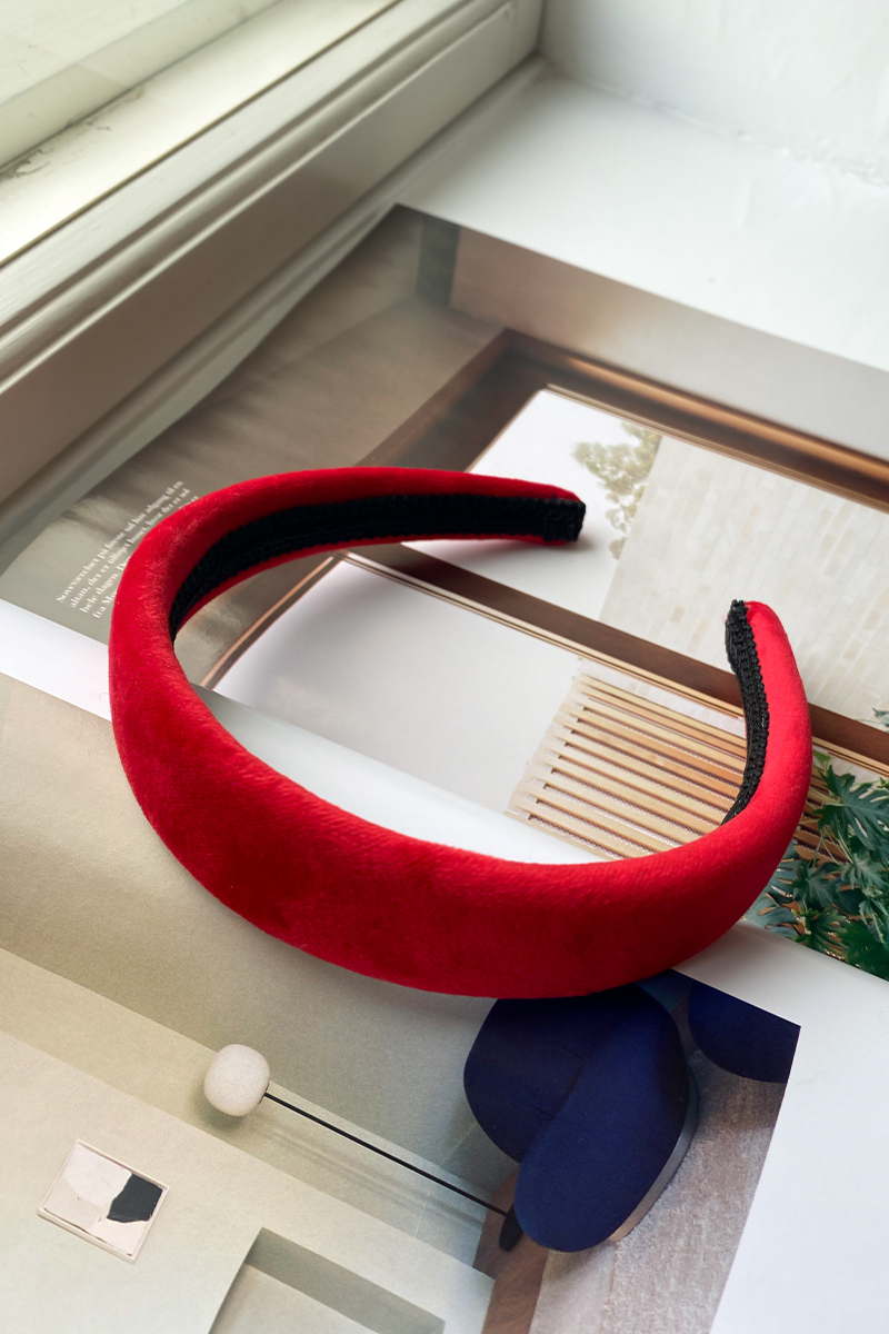Dahlia Velour Headband Red