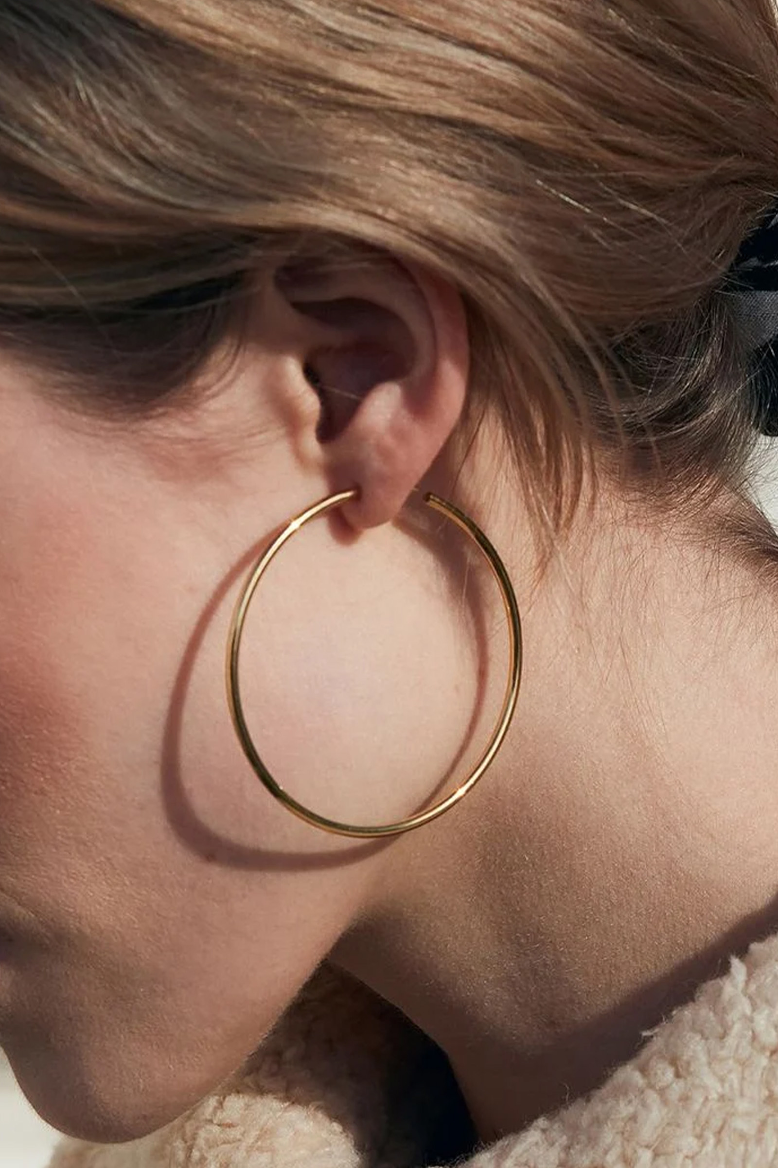Hoops Earrings Steel Large Gold - Bilde 2