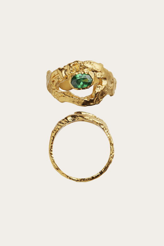 My Love Rock Ring W/ Green Stone