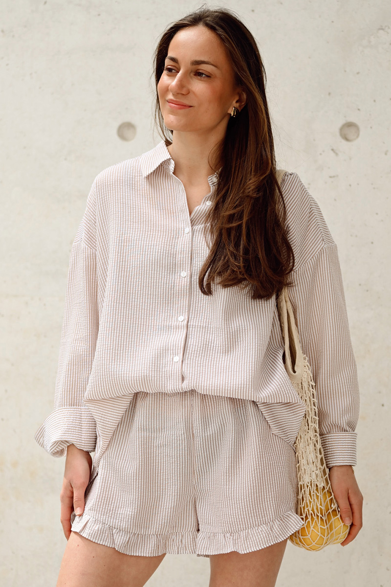 Sonja Shirt Sand/White