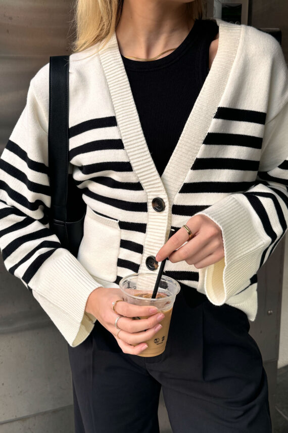 Embla GZ Cardigan Black/Off White