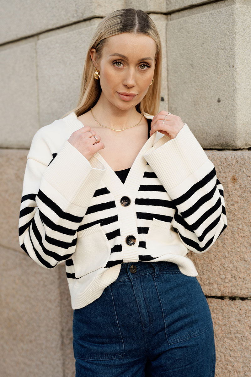 Embla GZ Cardigan Black/Off White - Bilde 2
