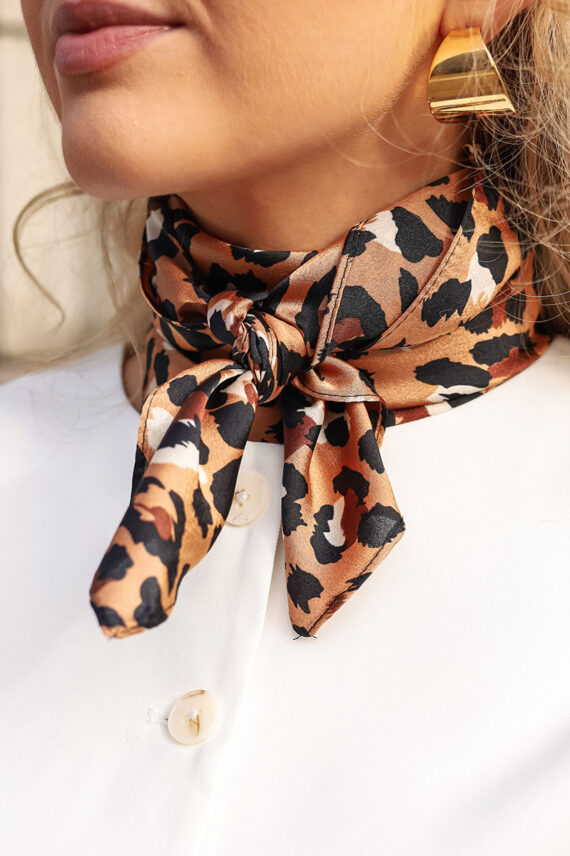 Leopard Square Scarf Brown