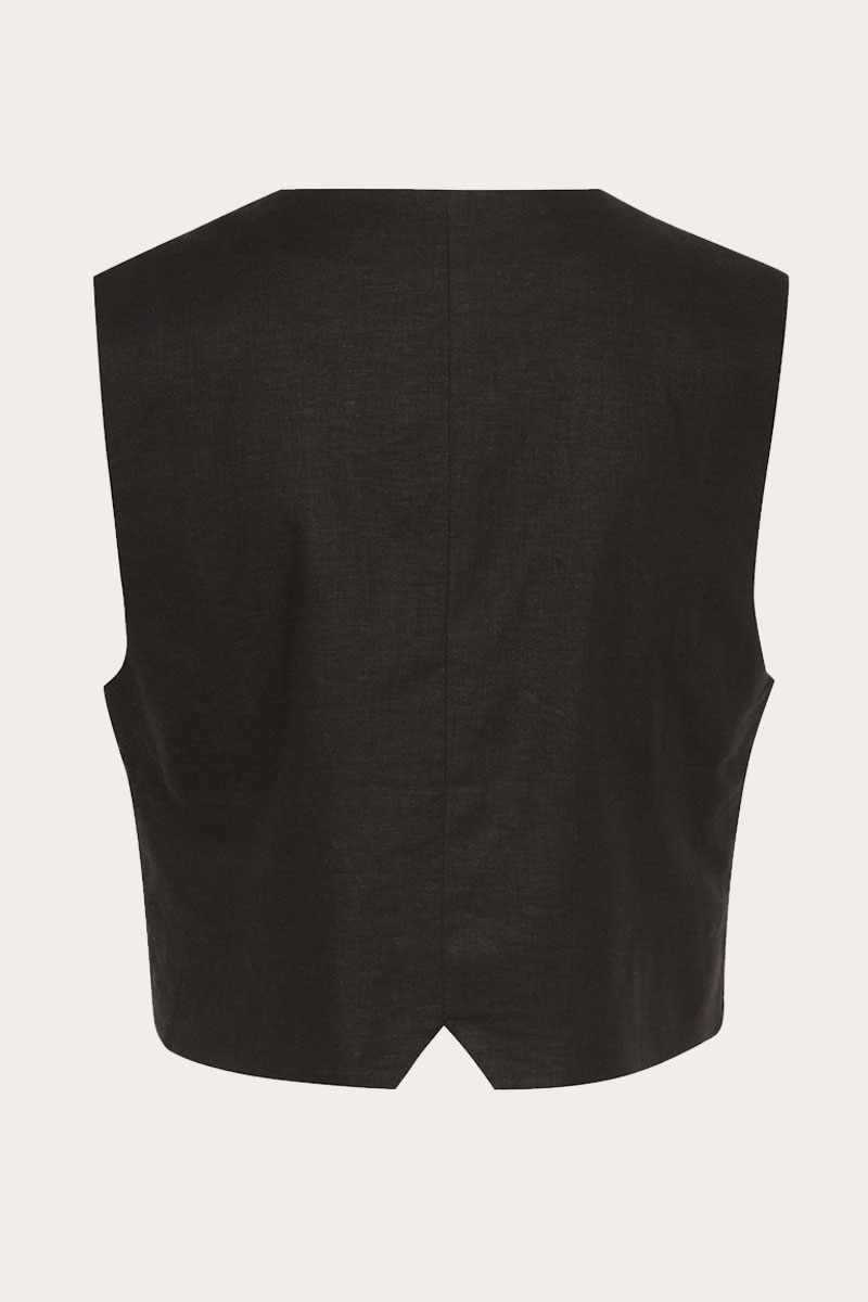 ElarahGZ Linen Waistcoat Black - Bilde 5