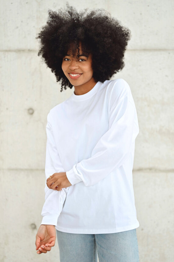 Box Fit Long Sleeve White