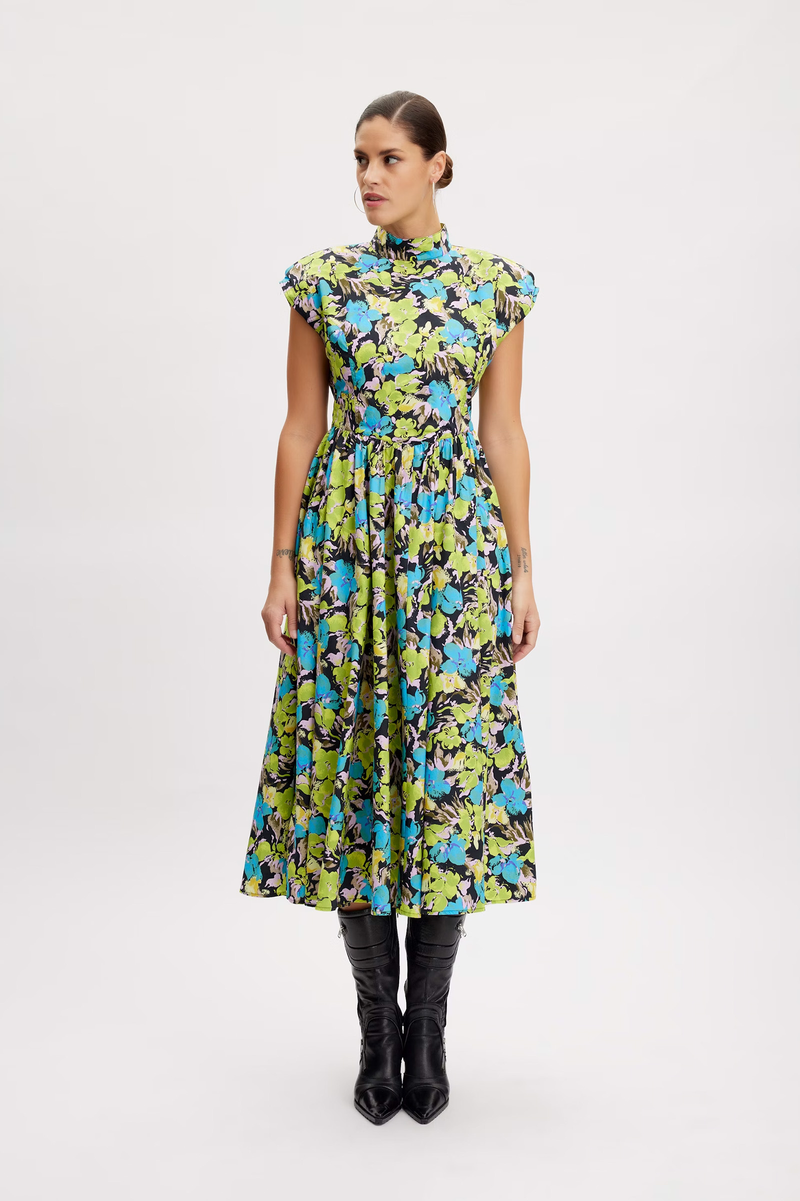 CassiaGZ Midi Dress Blue green multi floral