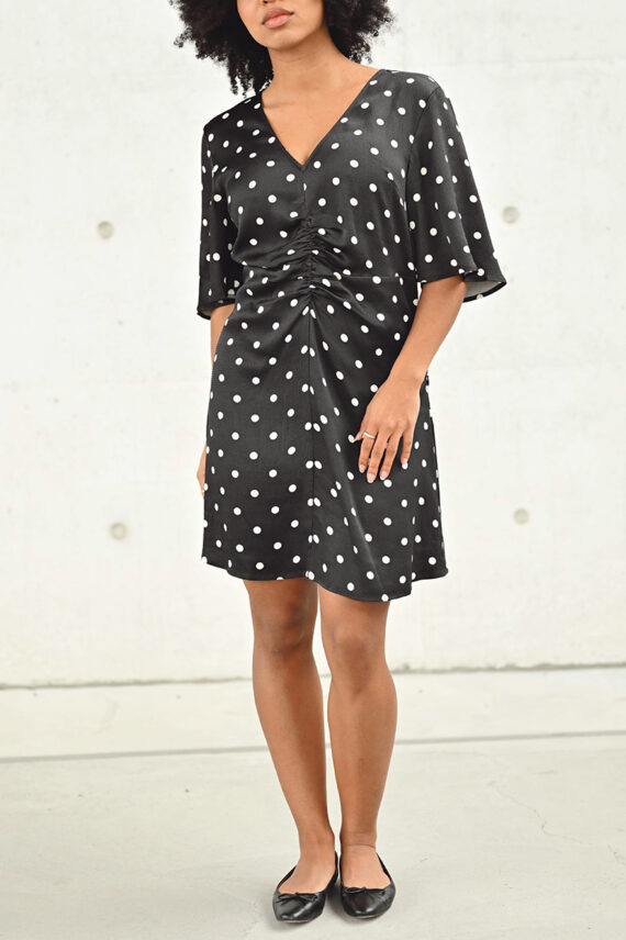 GZDotta SS Dress Black with egret dot