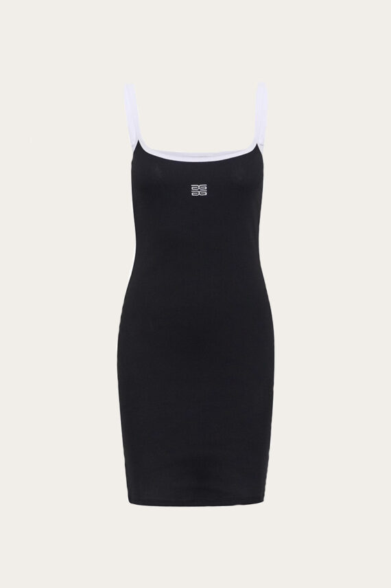 GZDrew Contrast Logo Strap Dress Black