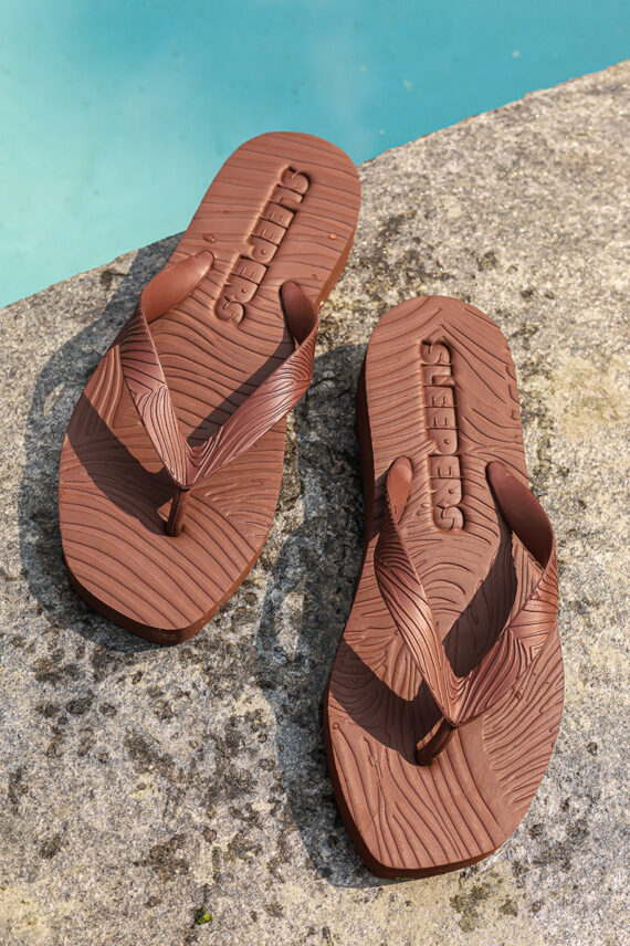 Tapered Platform Brown Flip Flop