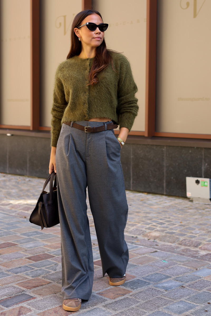 GZpaula Wide Pants Dark Grey Melange