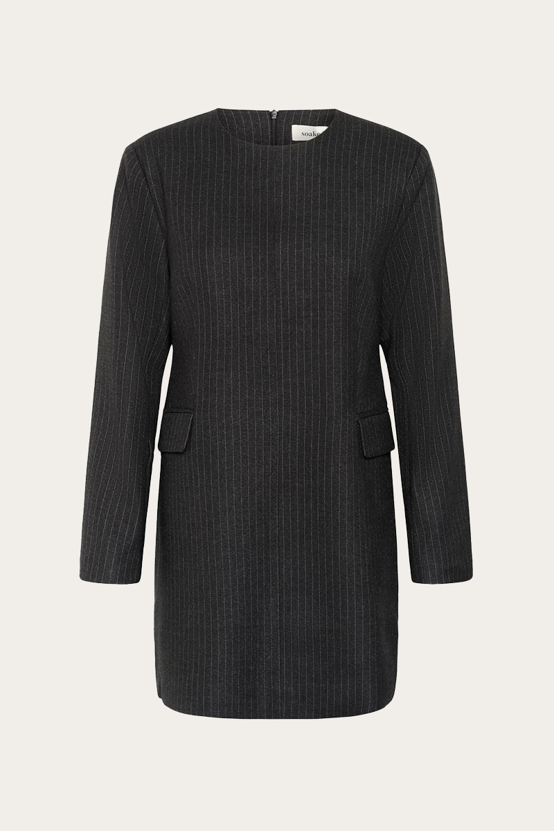 SL Malodi Dress Grey Melange Pinstripe - Bilde 3
