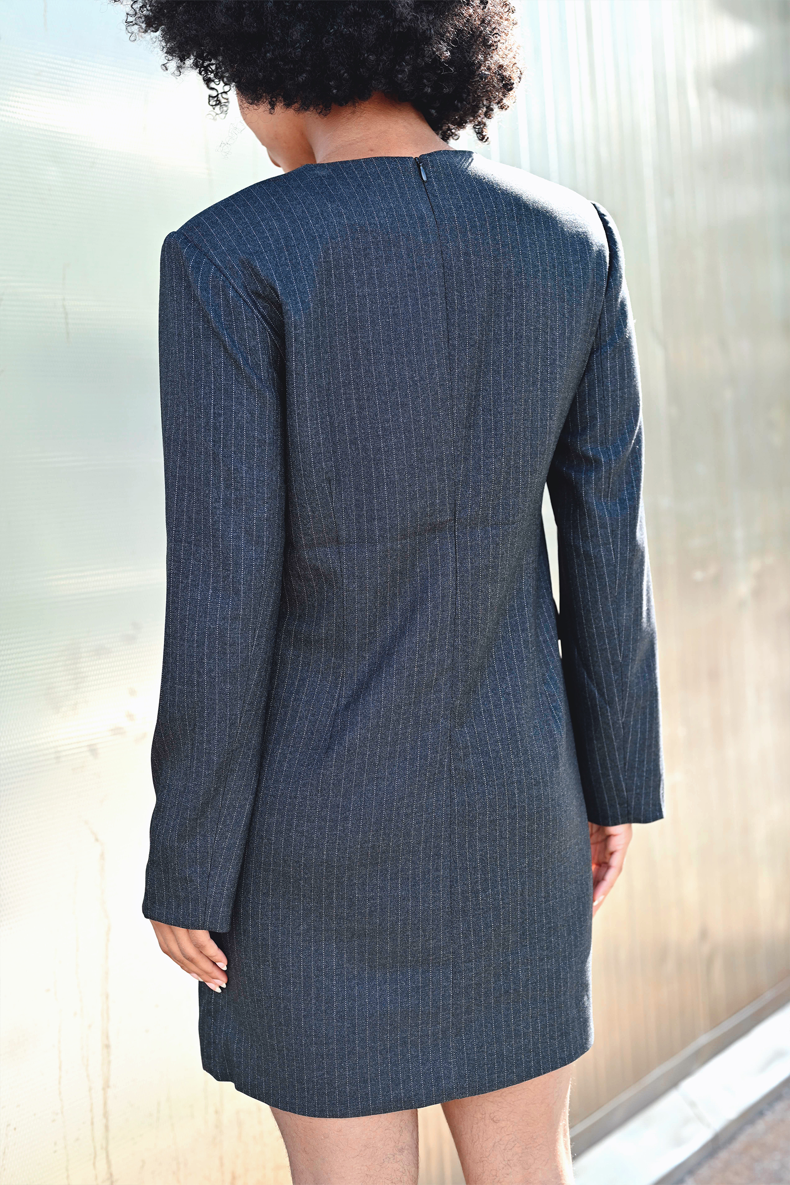SL Malodi Dress Grey Melange Pinstripe - Bilde 6
