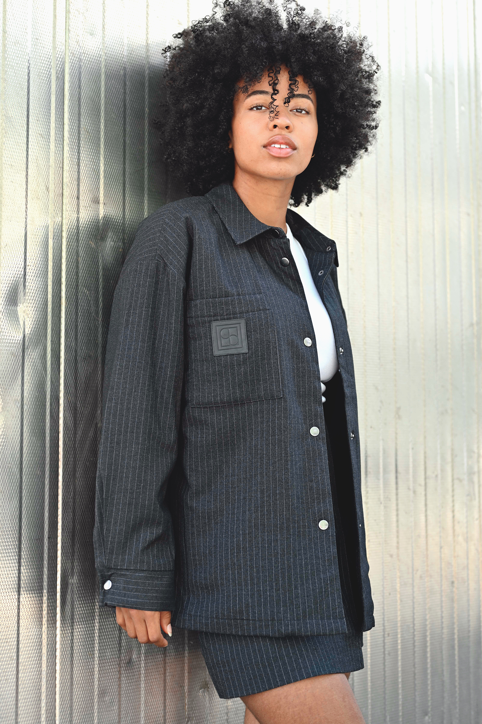 SL Malodi Jacket Grey Melange Pinstripe - Bilde 4