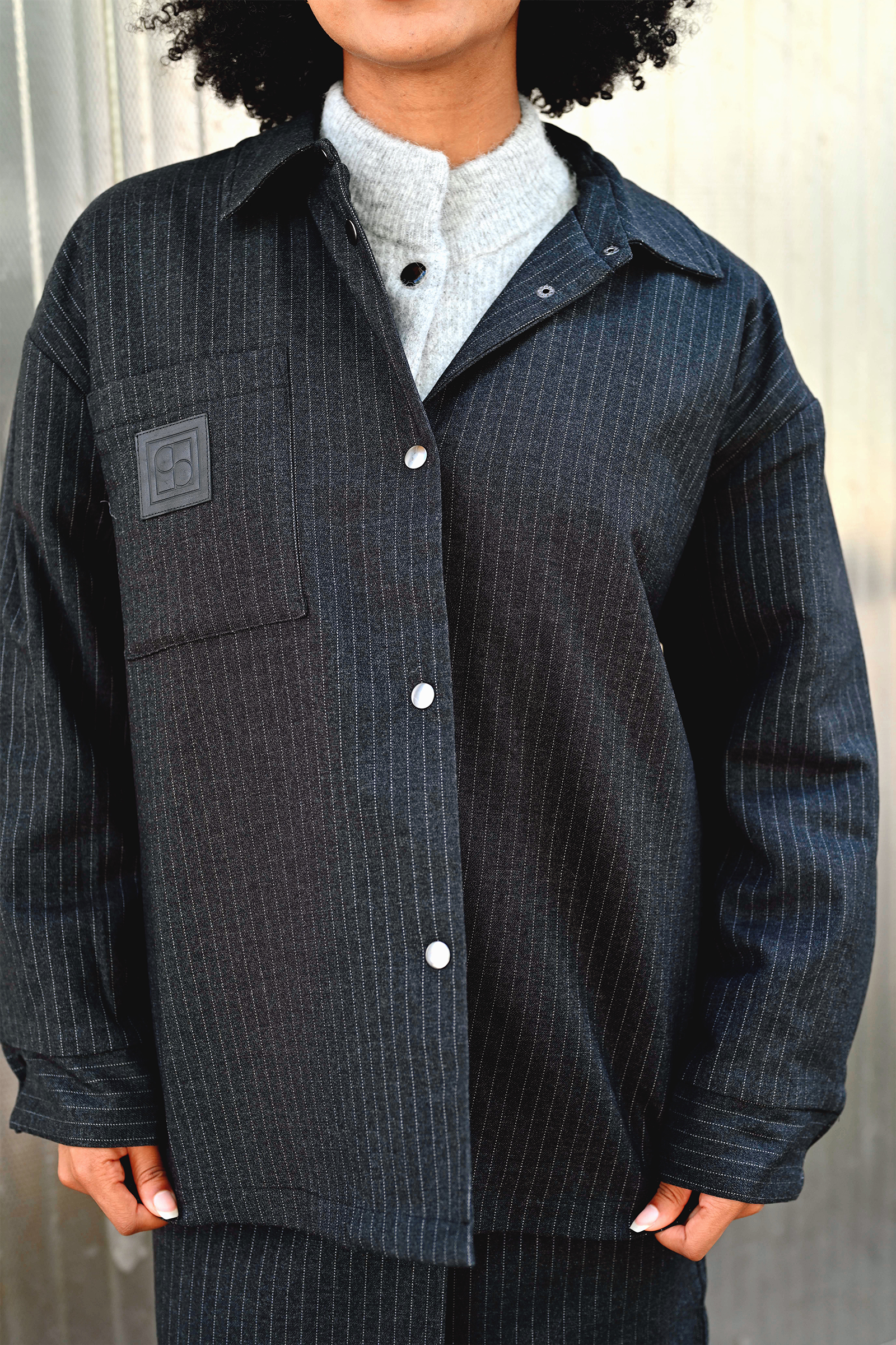SL Malodi Jacket Grey Melange Pinstripe - Bilde 9