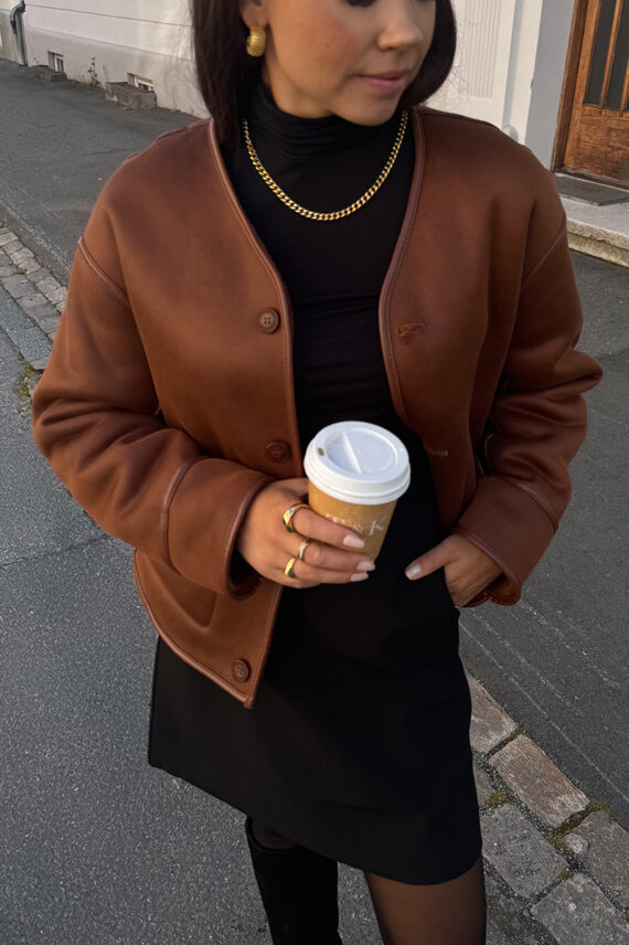 Reversible Collarless Blouson Toffee