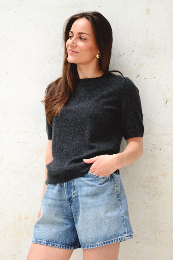 Maria Cashmere Top Dark Grey