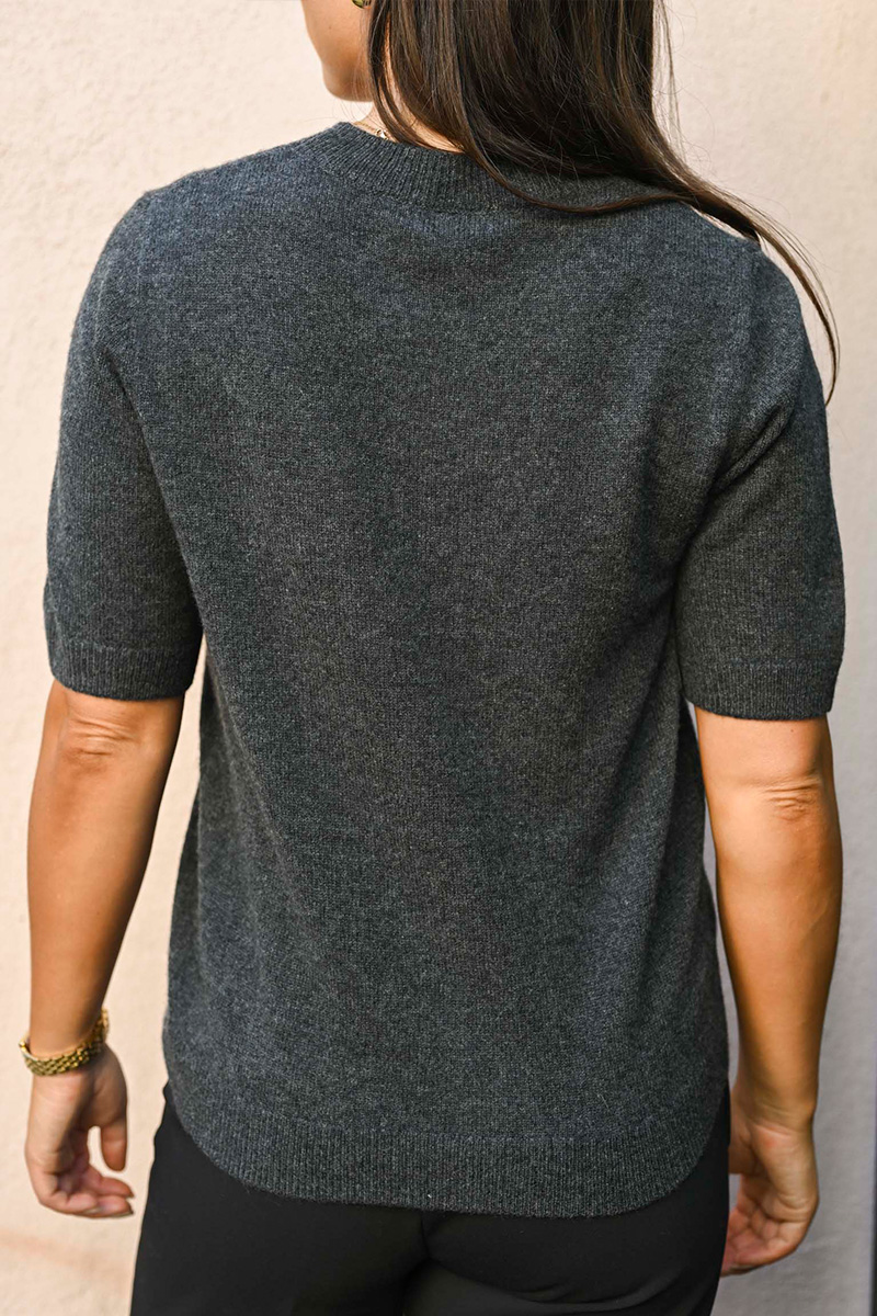 Maria Cashmere Top Dark Grey - Bilde 3
