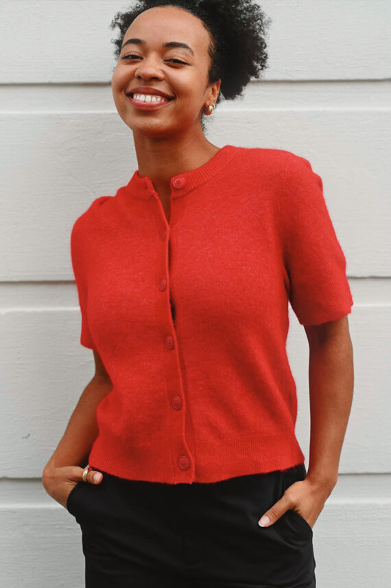 Sanoura Short Sleeve Cardigan Haute Red