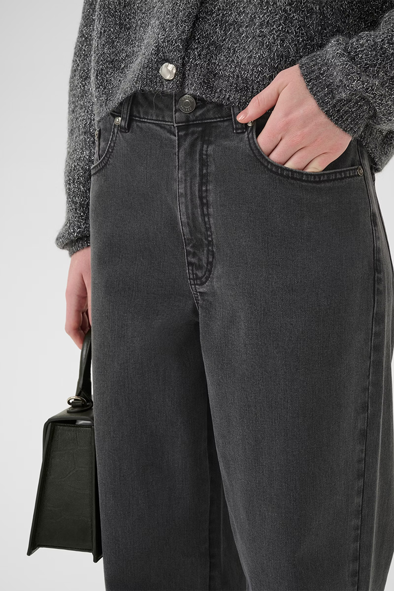 Zolina HW Wide Jeans Charcoal Grey - Bilde 4
