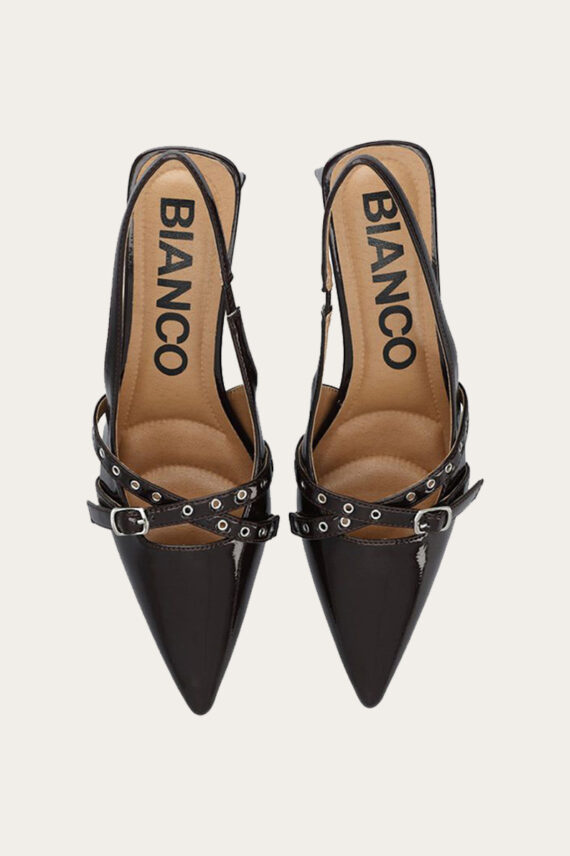 Biamaralyn Buckle Slingback Brown Patent