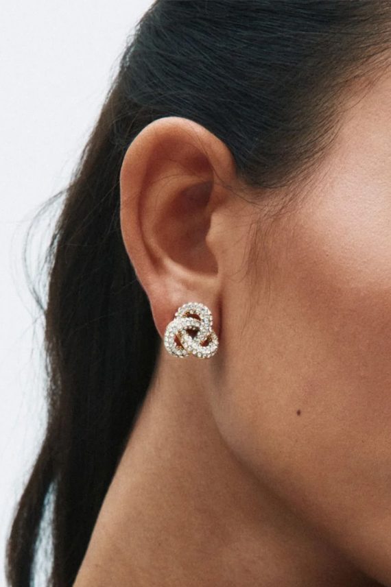 Infinity Knot Sparkle Studs L Gold