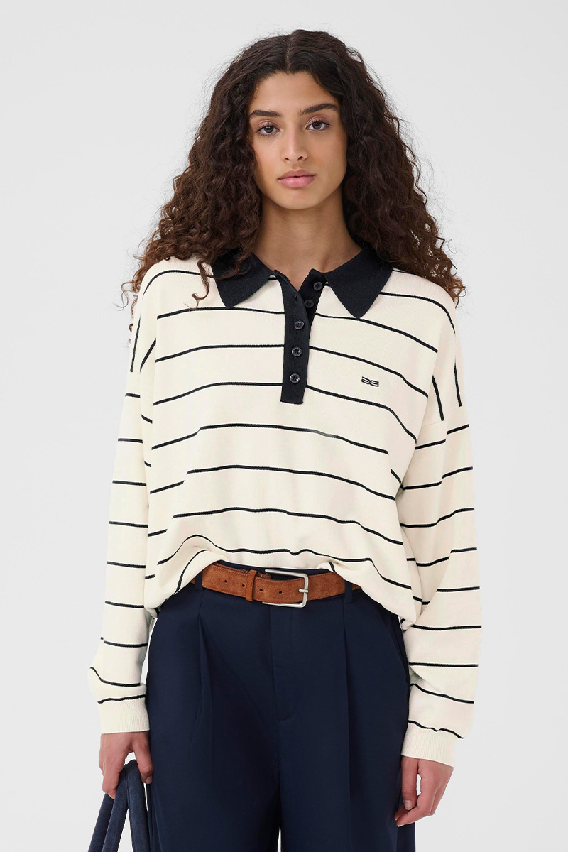 GZTaige Polo Pullover Egret/Skycaptain striped - Bilde 2