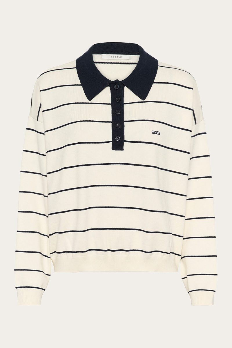 GZTaige Polo Pullover Egret/Skycaptain striped - Bilde 4
