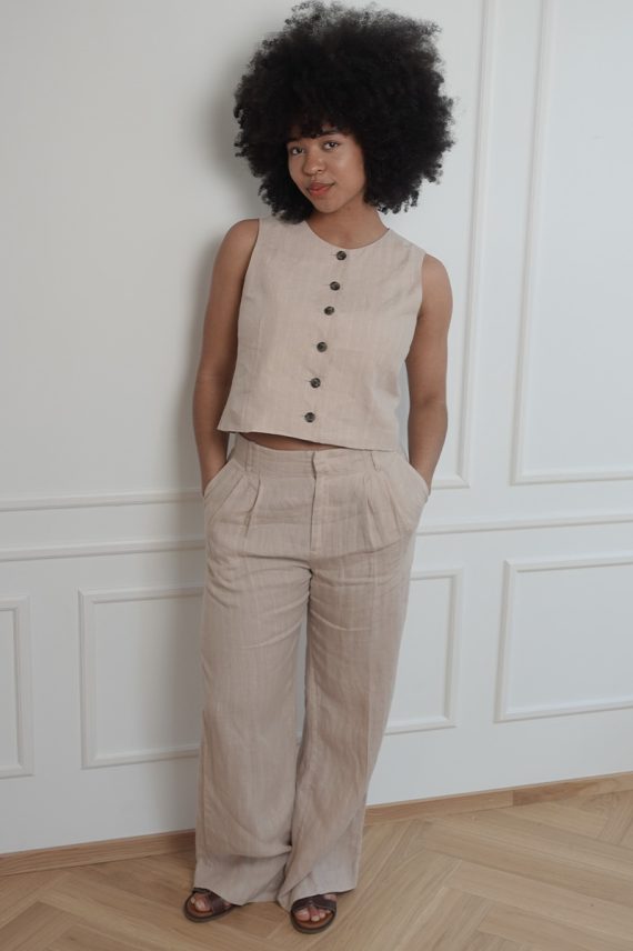 AliyaPW Pant Neutral Pinstripe