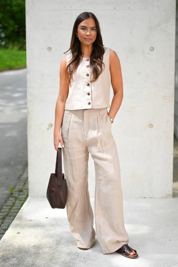 AliyaPW Pant Neutral Pinstripe