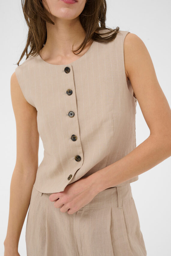AzaniaPW Waistcoat Neutral Pinstripe