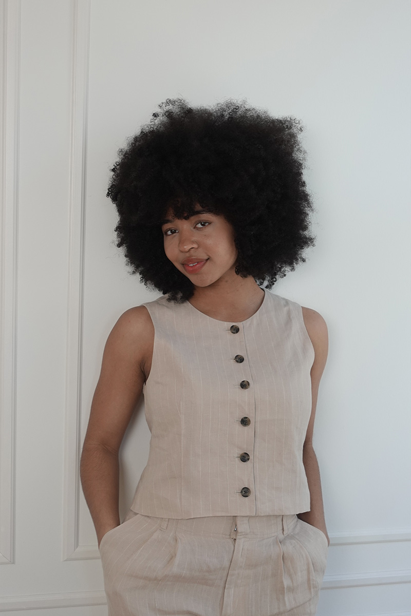 AzaniaPW Waistcoat Neutral Pinstripe