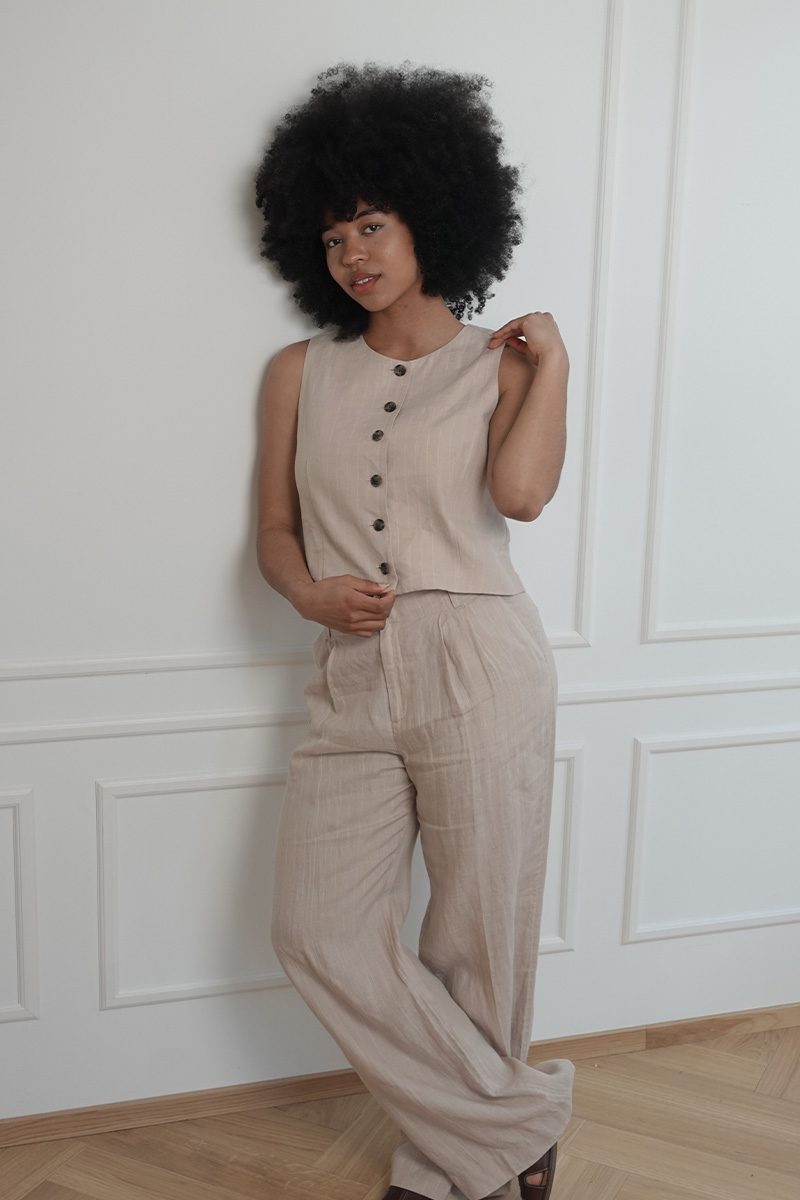 AzaniaPW Waistcoat Neutral Pinstripe - Bilde 4