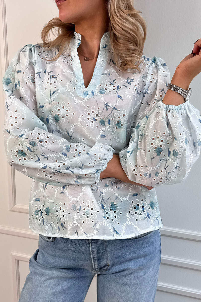 Grete Blouse Blue/White - Bilde 2