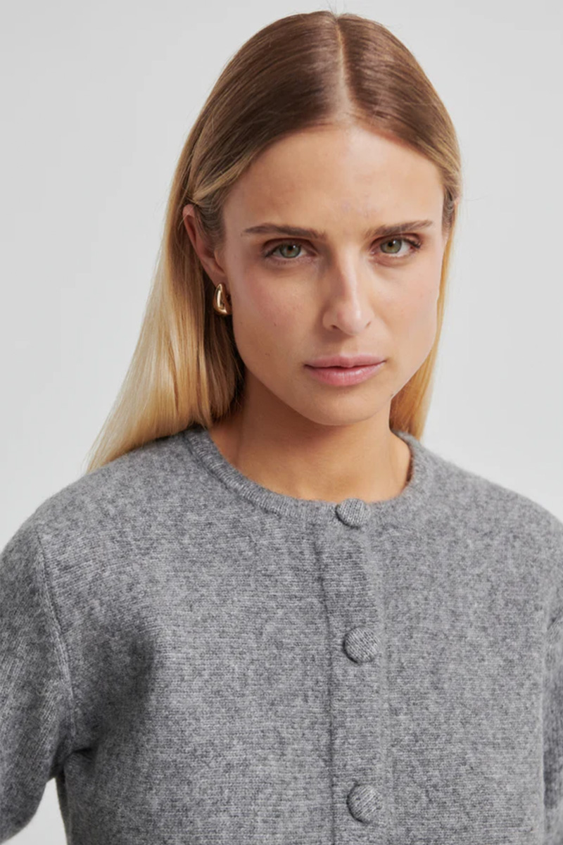 Hiva Peplum Cardigan Mid Grey Melange - Bilde 2