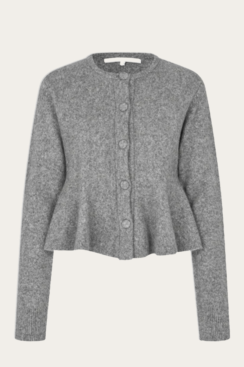 Hiva Peplum Cardigan Mid Grey Melange - Bilde 3
