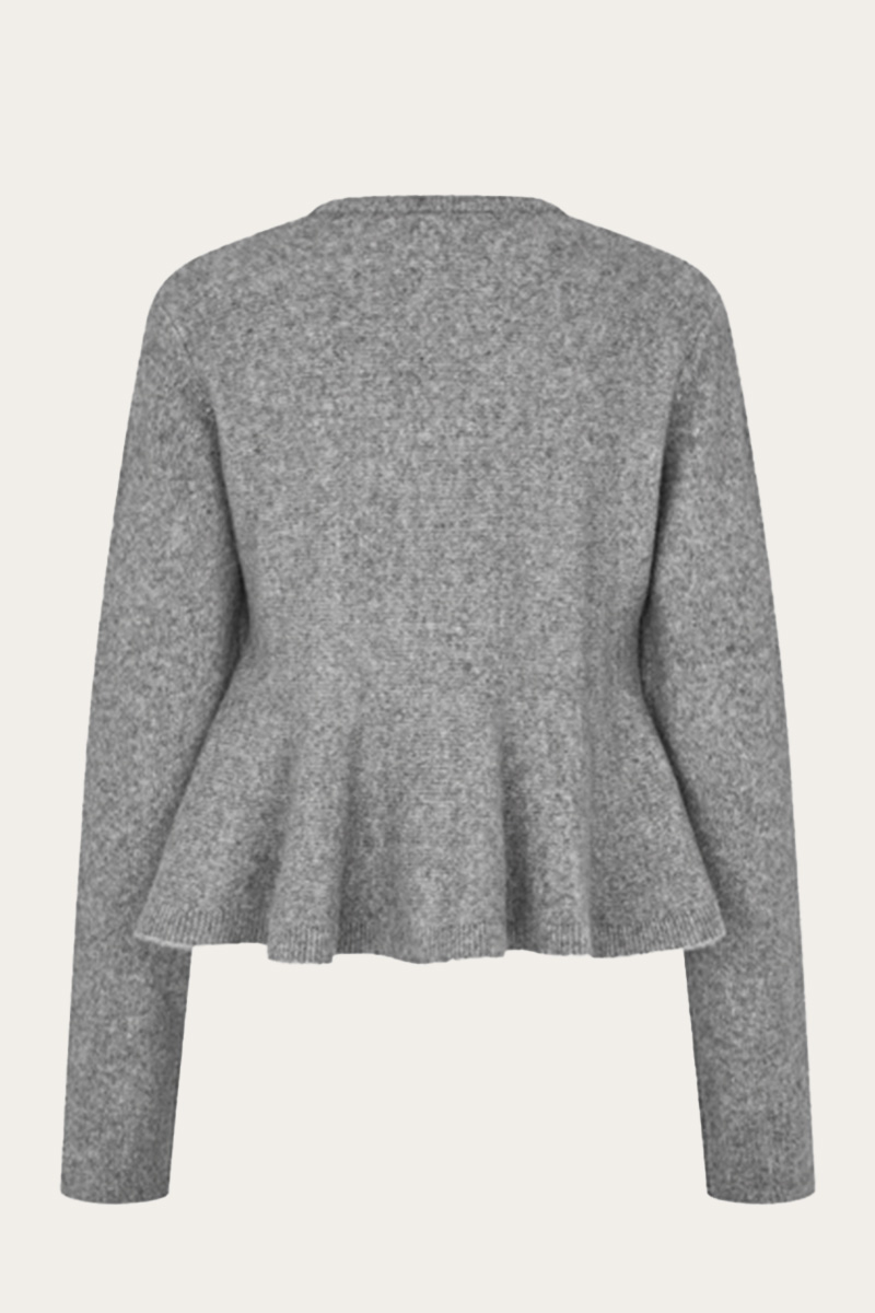 Hiva Peplum Cardigan Mid Grey Melange - Bilde 4
