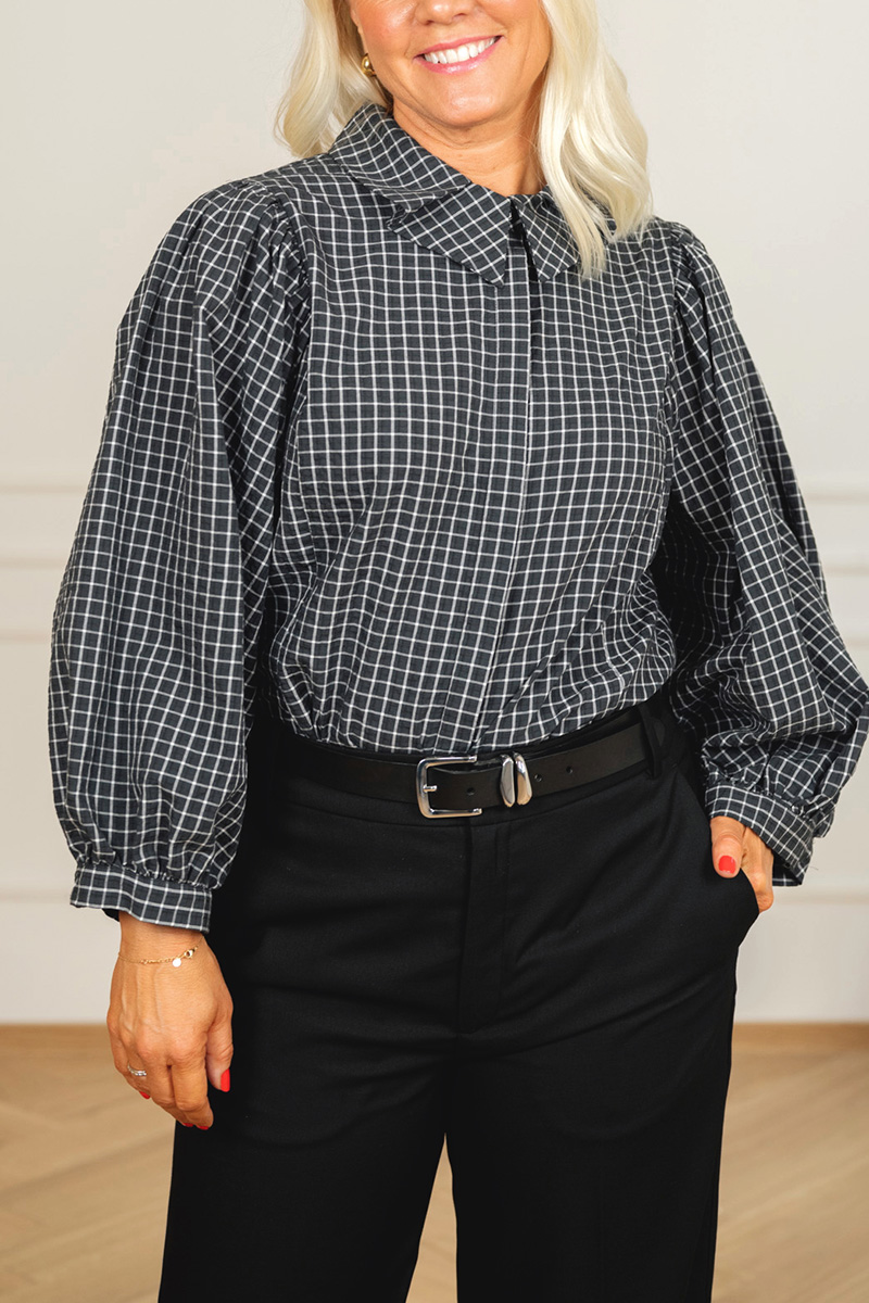 KBEllen Frosty Blouse Dark Grey Check - Bilde 4