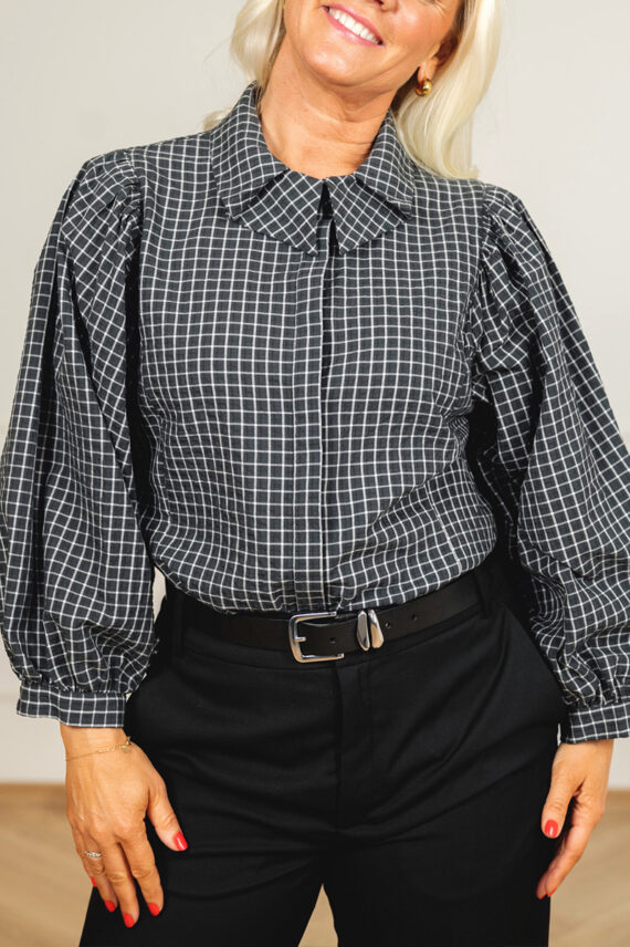KBEllen Frosty Blouse Dark Grey Check