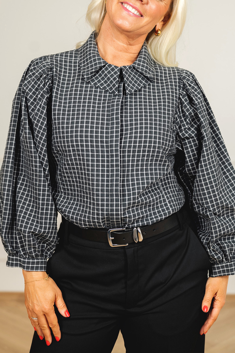 KBEllen Frosty Blouse Dark Grey Check