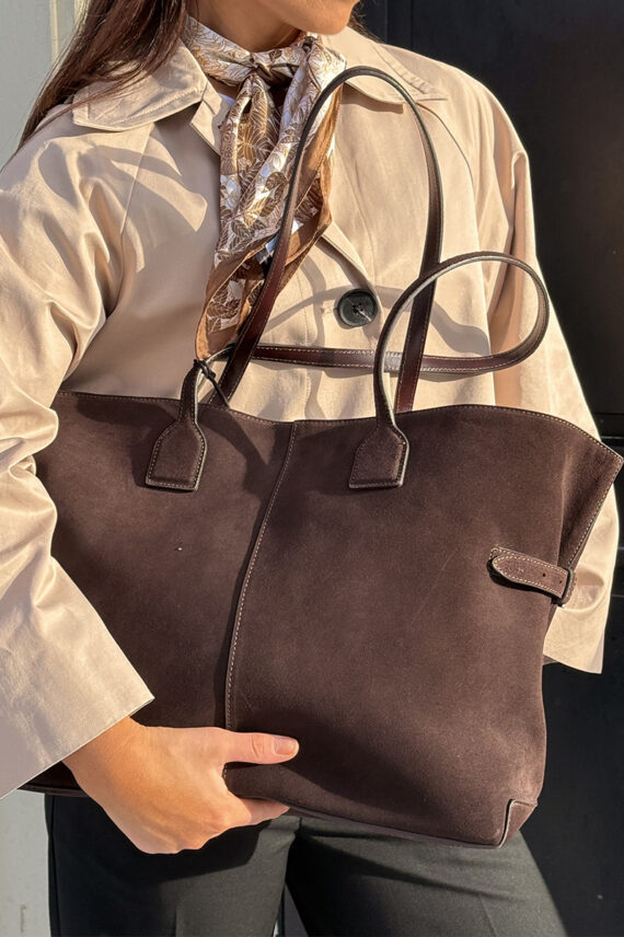 Lesley Tote Bag Suede Chocolate