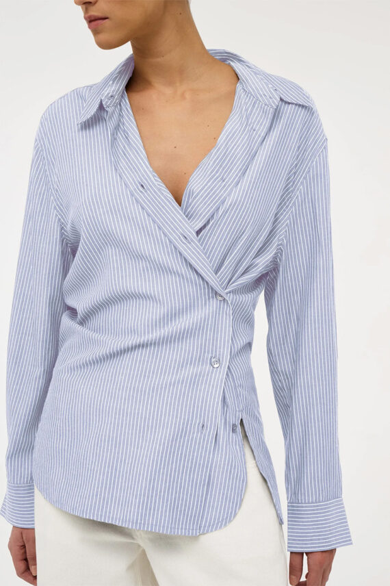 Mirage Drape Shirt Blue Stripe