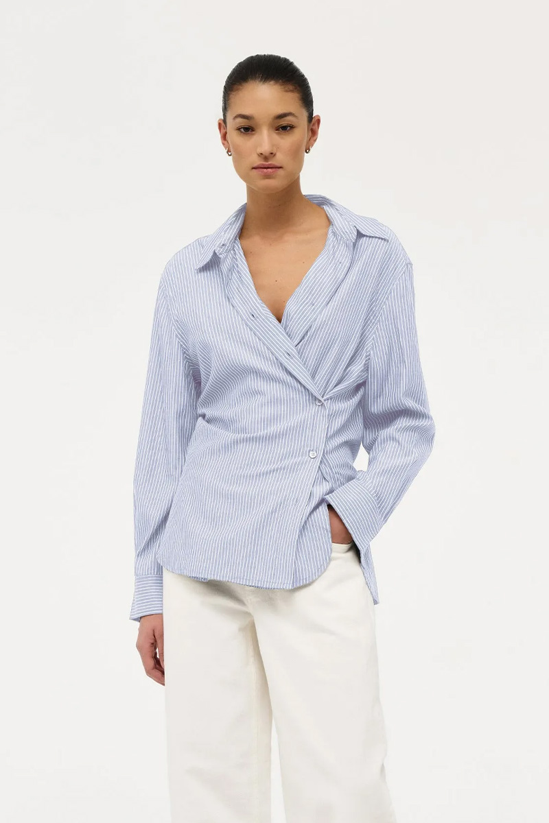 Mirage Drape Shirt Blue Stripe - Bilde 3