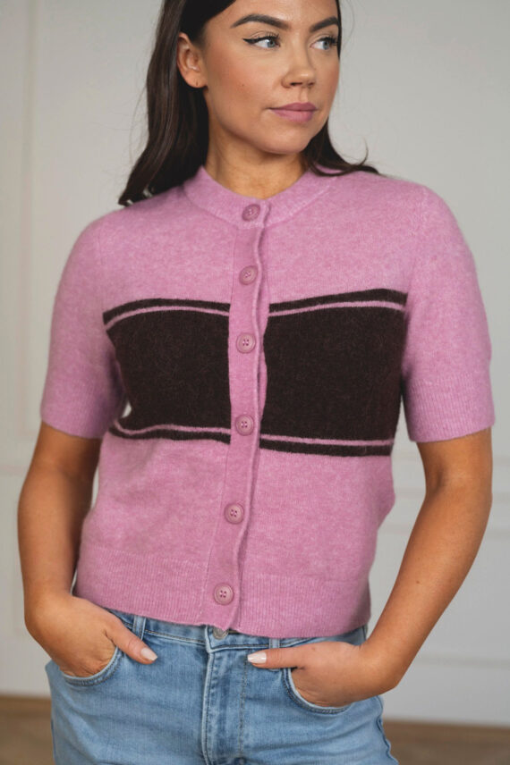 Sanoura SS Cardigan Orchid Wide Stripe