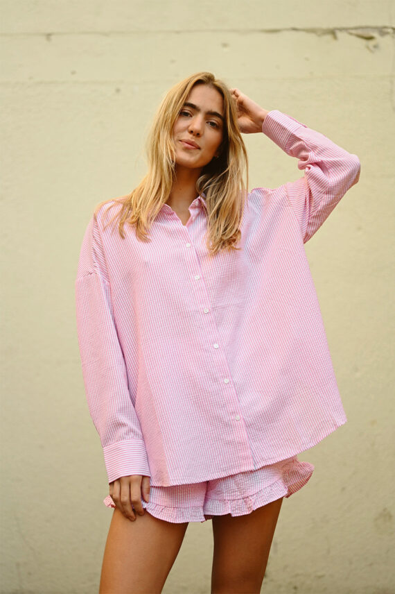 Sonja Shirt Hot Pink/White