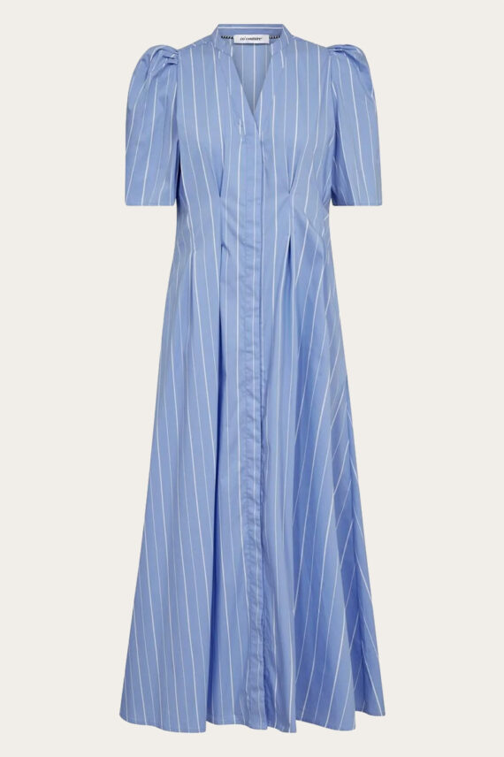 TeranCC Stripe Pleat Dress Pale Blue