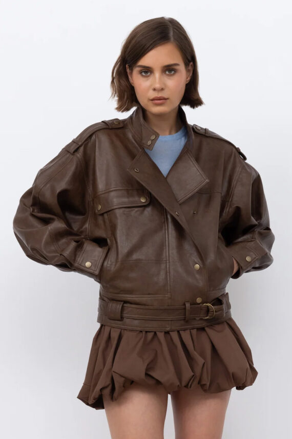 Funnel Collar Biker Raisin