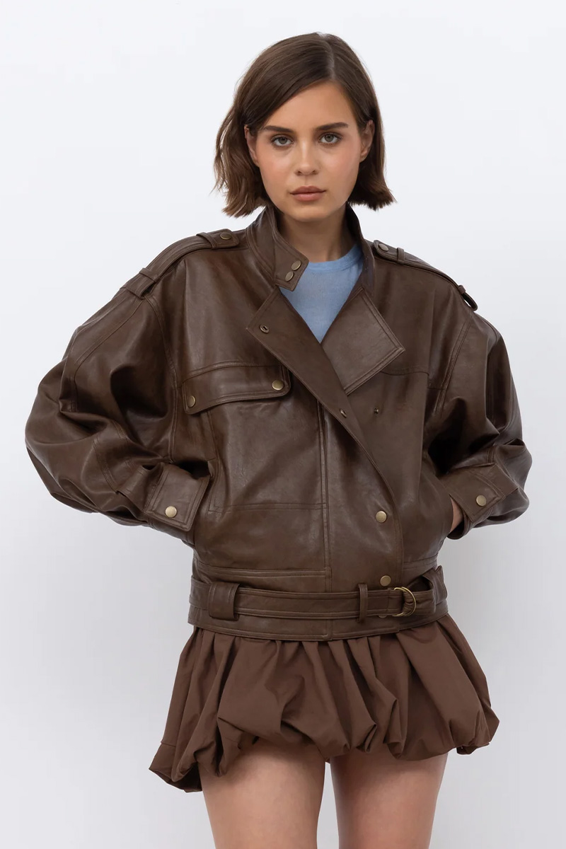 Funnel Collar Biker Raisin