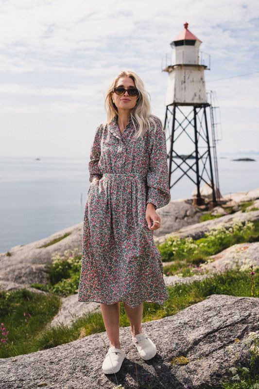 Gry Astrid Shirt Dress Green Flower