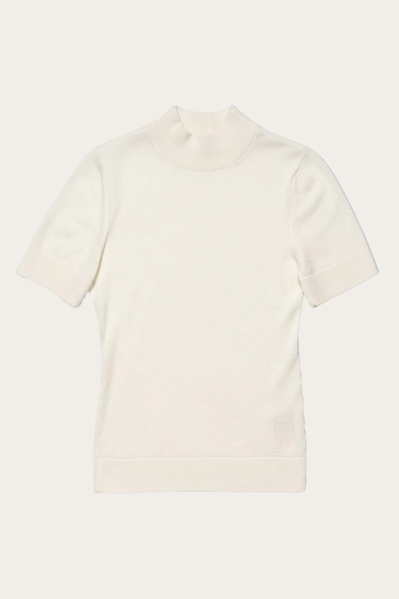 Merino Short Sleeve Polo Off White - Bilde 3