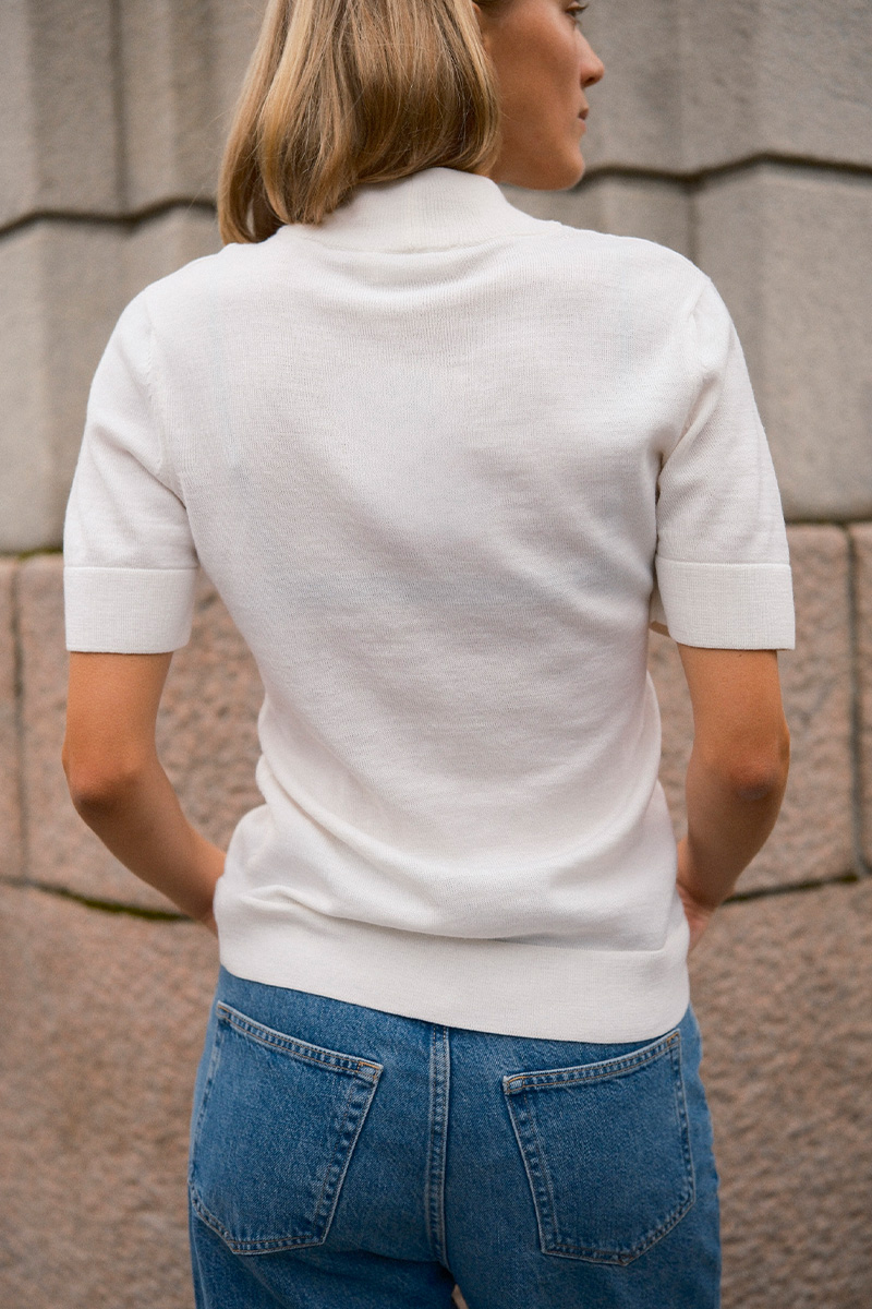 Merino Short Sleeve Polo Off White - Bilde 5